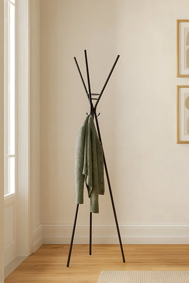 Asya Ayaklı Askılık Portmanto Siyah